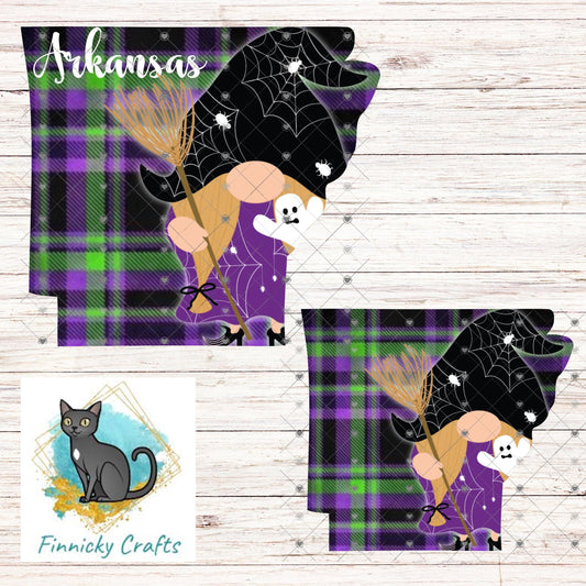 Arkansas State Shape, Gnome, Halloween, Sublimation, PNG, Digital Download, Door Hanger, Ornament, Earrings, T-shirt