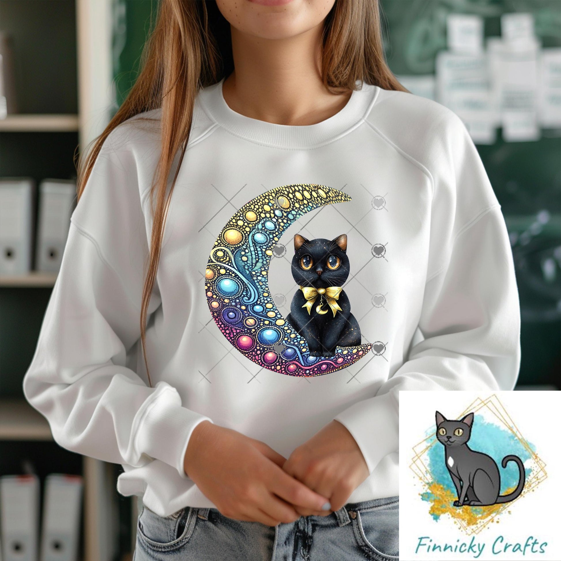 Moon Cat - Digital Design- Earrings - Signs - Design - PNG - T-shirts - Pillows