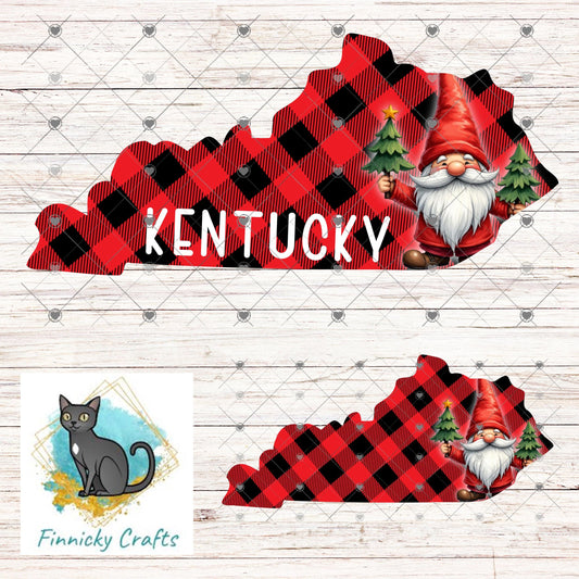 Customizable Kentucky State Shape, Christmas Gnome Sublimation, PNG, Digital Download, Door Hanger, Ornament, Earrings