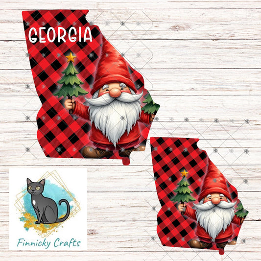 Customizable Georgia State Shape, Christmas, Gnome, Sublimation, PNG, Digital Download, Door Hanger, Ornament, DTF