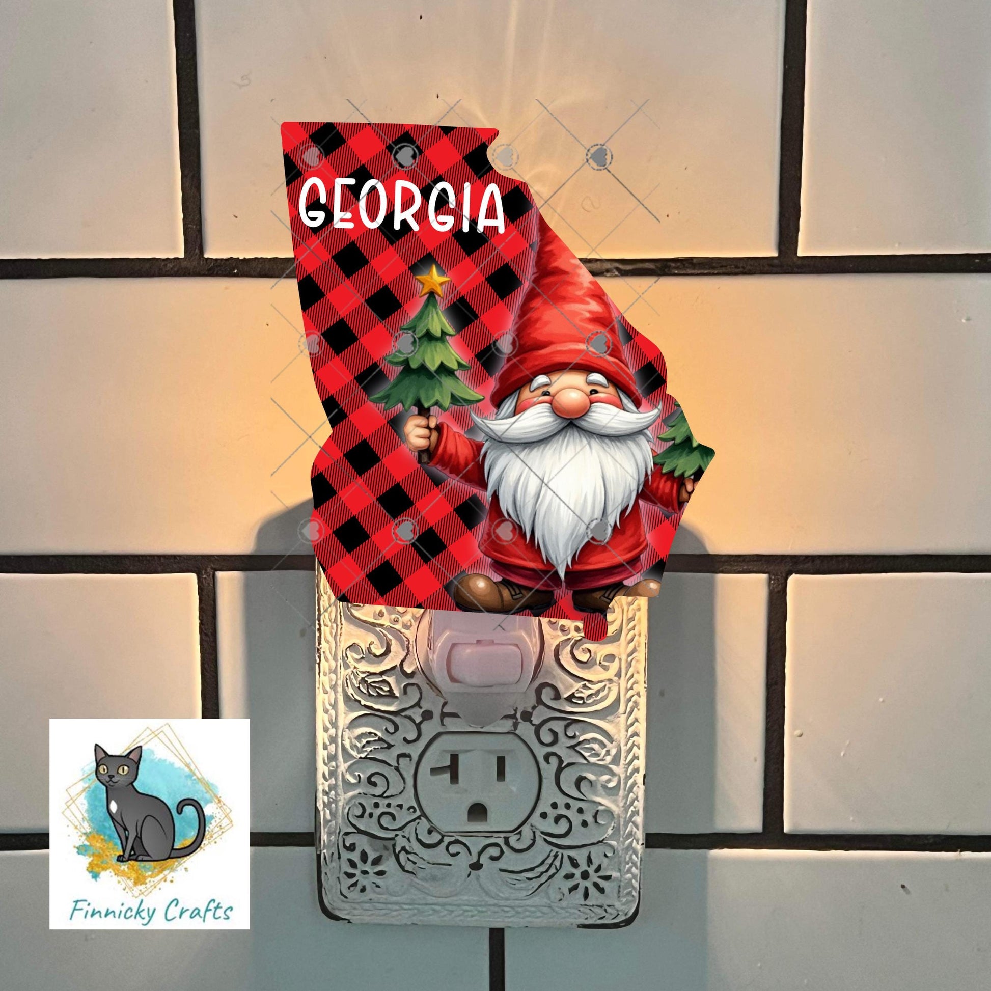 Customizable Georgia State Shape, Christmas, Gnome, Sublimation, PNG, Digital Download, Door Hanger, Ornament, DTF