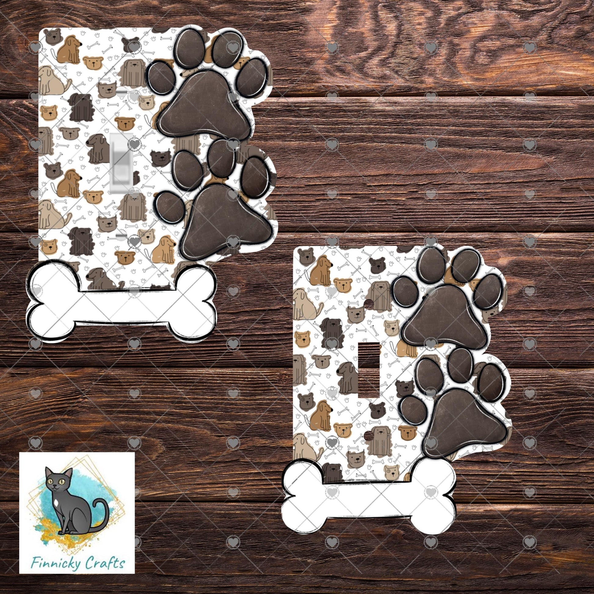 Dog Paws - Bones - Puppy - Digital Design- Light Switch - Sublimation