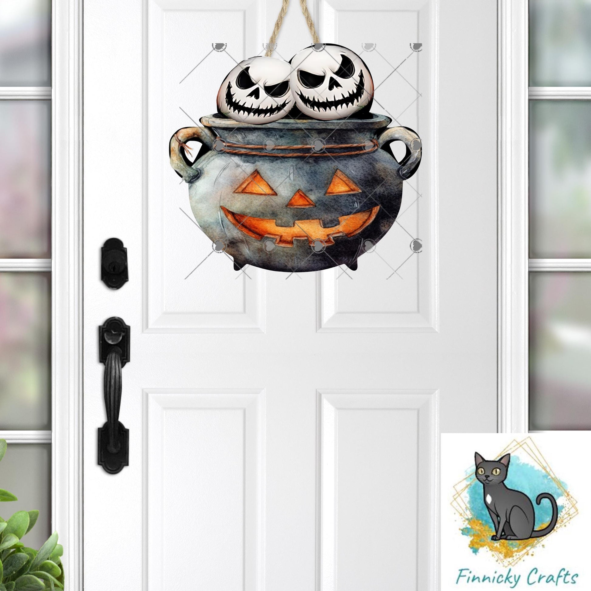 Witch's Cauldron - Skulls - Sublimation Designs Wall Door Hanger, Earrings, Decor, Sign, DTF