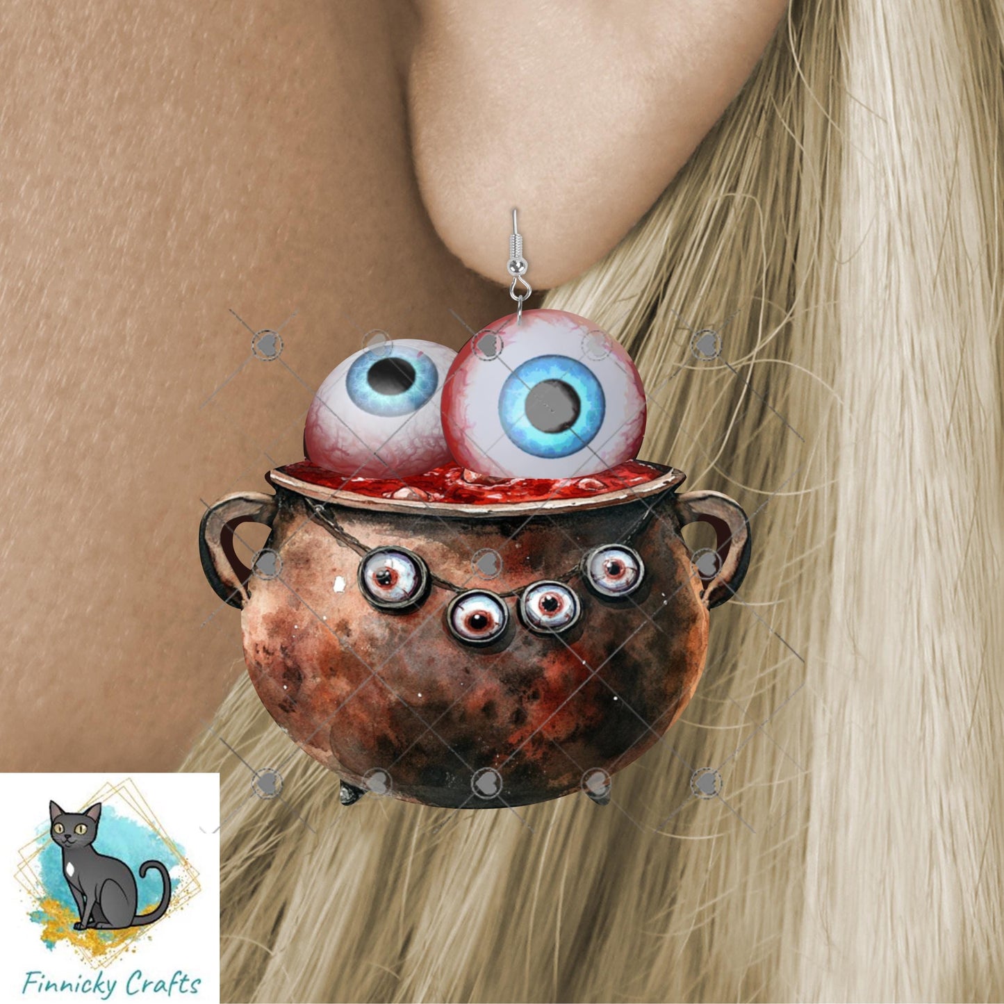 Witch's Cauldron - Eyeballs- Sublimation Designs Wall Door Hanger, Earrings, Decor, Sign, DTF