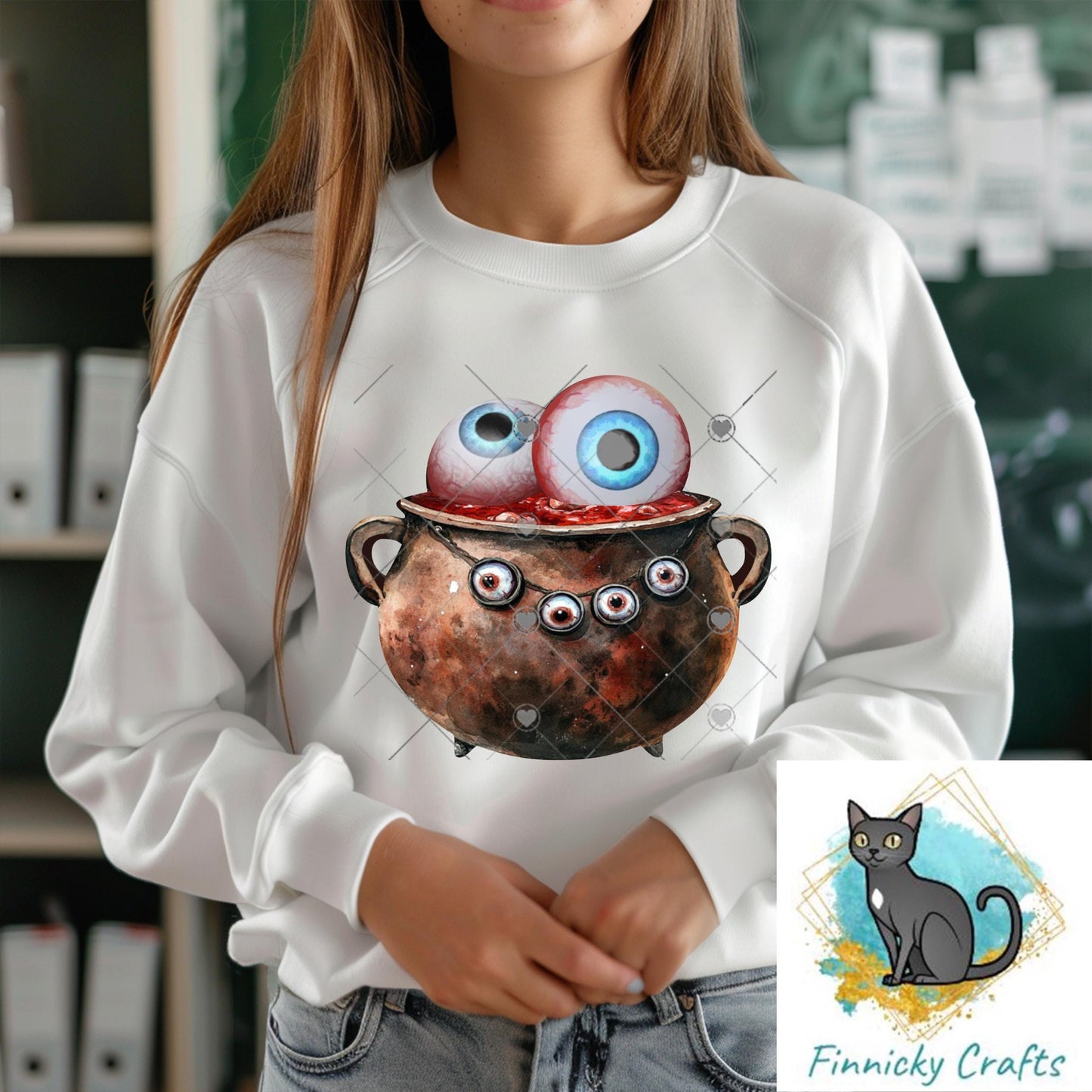 Witch's Cauldron - Eyeballs- Sublimation Designs Wall Door Hanger, Earrings, Decor, Sign, DTF
