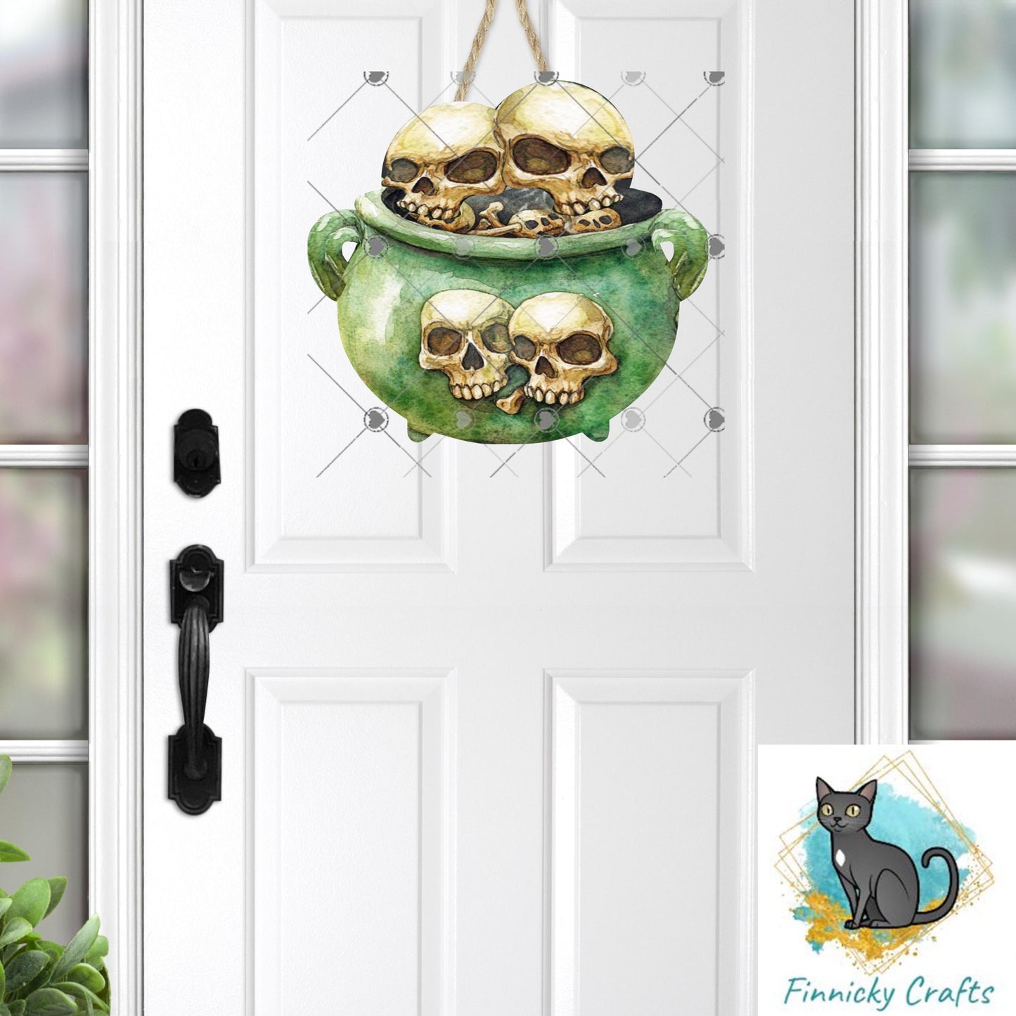 Witch's Cauldron - Skulls - Sublimation Designs Wall Door Hanger, Earrings, Decor, Sign, DTF