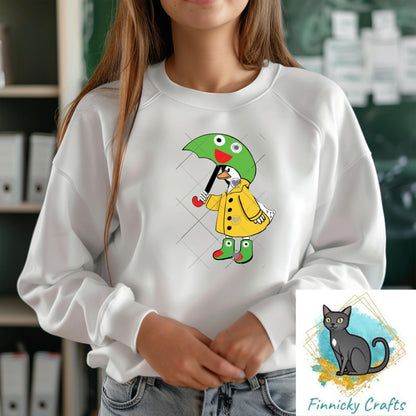 Goose in a frog raincoat, Sublimation, Digital, PNG, DTF, Design, Download Only, earrings, badge reel