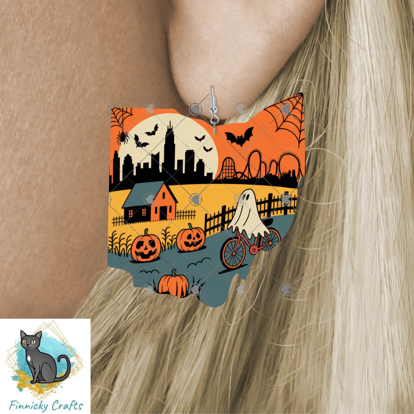 Ohio State Shape, Halloween, Sublimation, PNG, Digital Download, Door Hanger, Ornament, Earrings, T-shirt