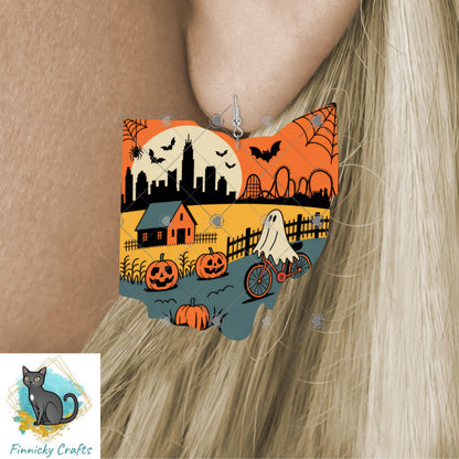 Ohio State Shape, Halloween, Sublimation, PNG, Digital Download, Door Hanger, Ornament, Earrings, T-shirt