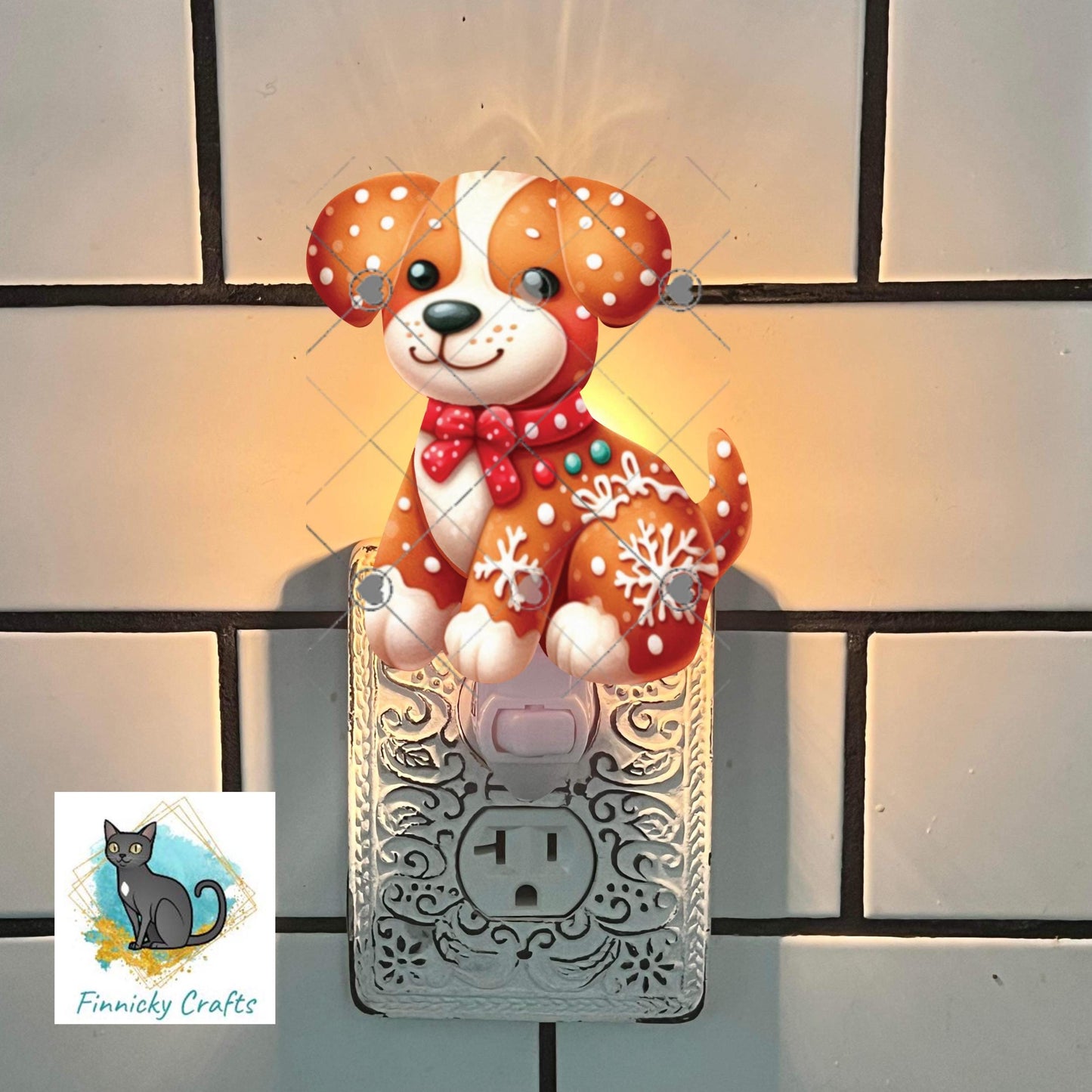 Gingerbread Dog, Digital, PNG, Design, Download, Door Hanger, Ornament, Earrings, Night Light, DTF
