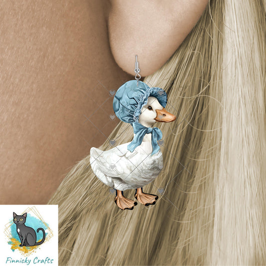 Goose in a bonnet, Sublimation, Digital, PNG, DTF, Design, Download Only, earrings, badge reel