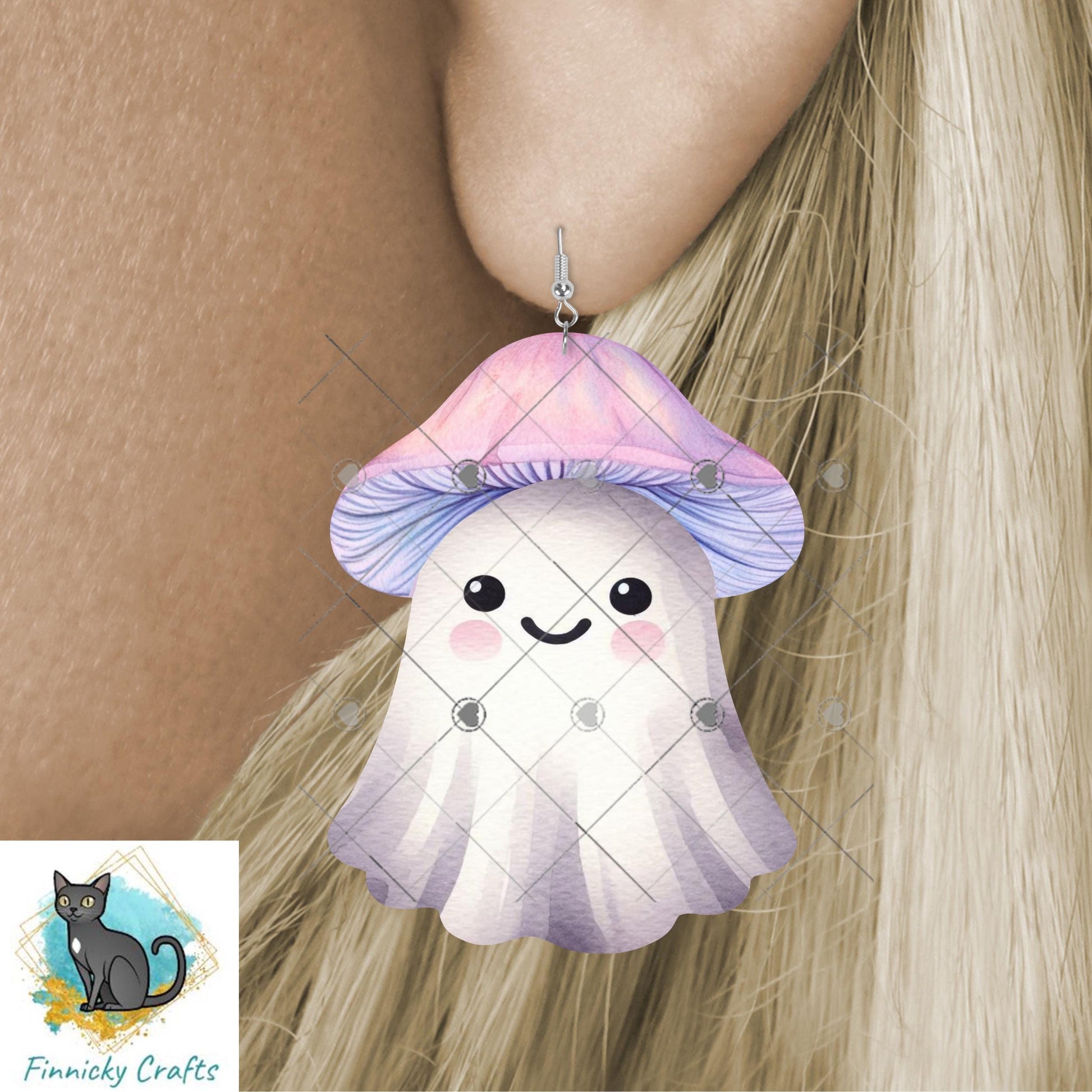 Dirty Bags Ghost Mushrooms Bundle Sublimation, Digital, PNG, Design, Download, Earrings, Night Light, Sign