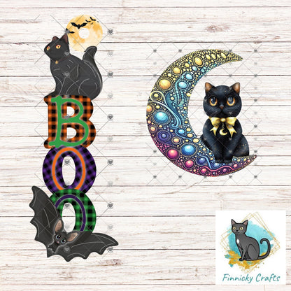 Moon Cat - Digital Design- Earrings - Signs - Design - PNG - T-shirts - Pillows