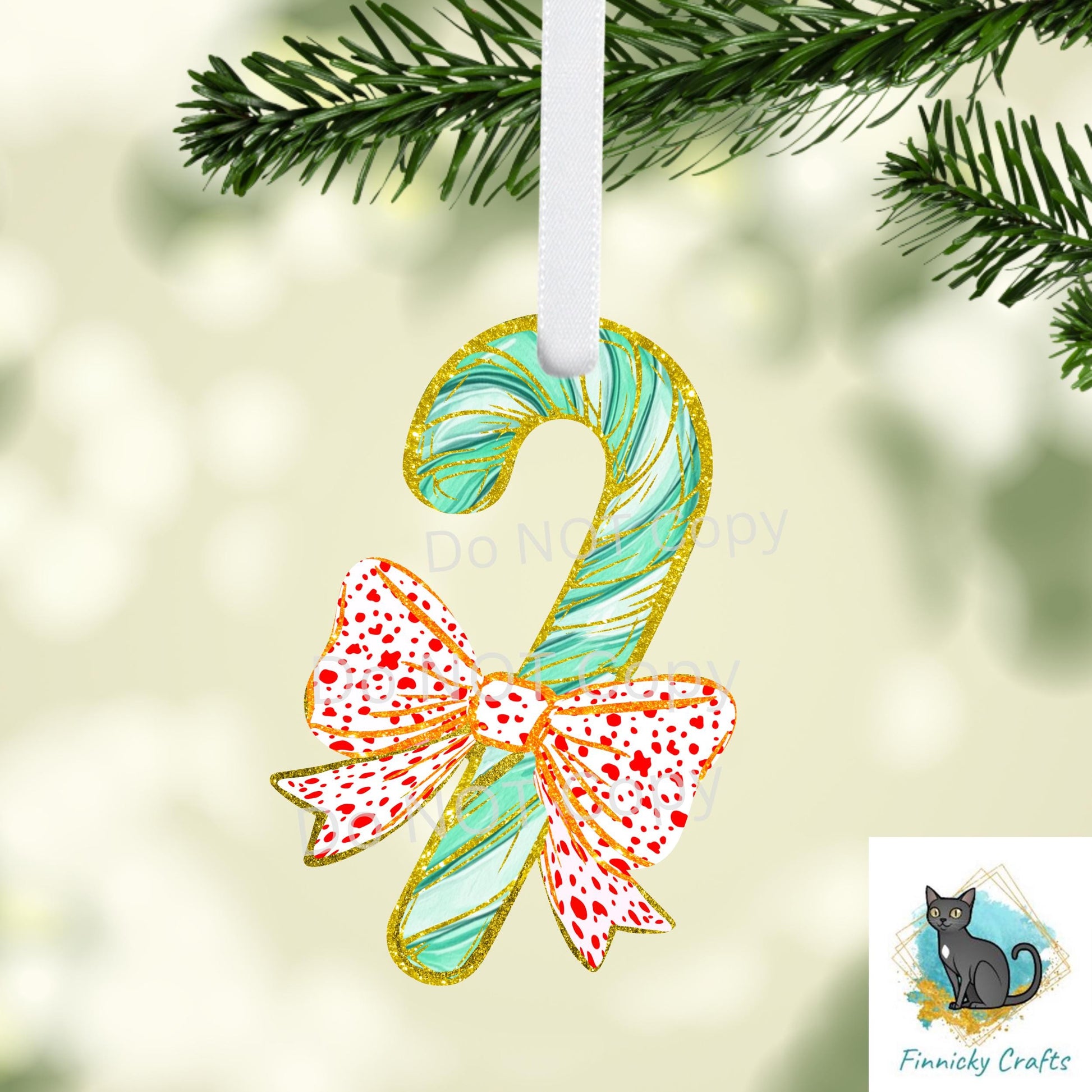 Candy Cane Bow Christmas Sublimation Design png, Earrings, Door Hanger, Ornament, DTF