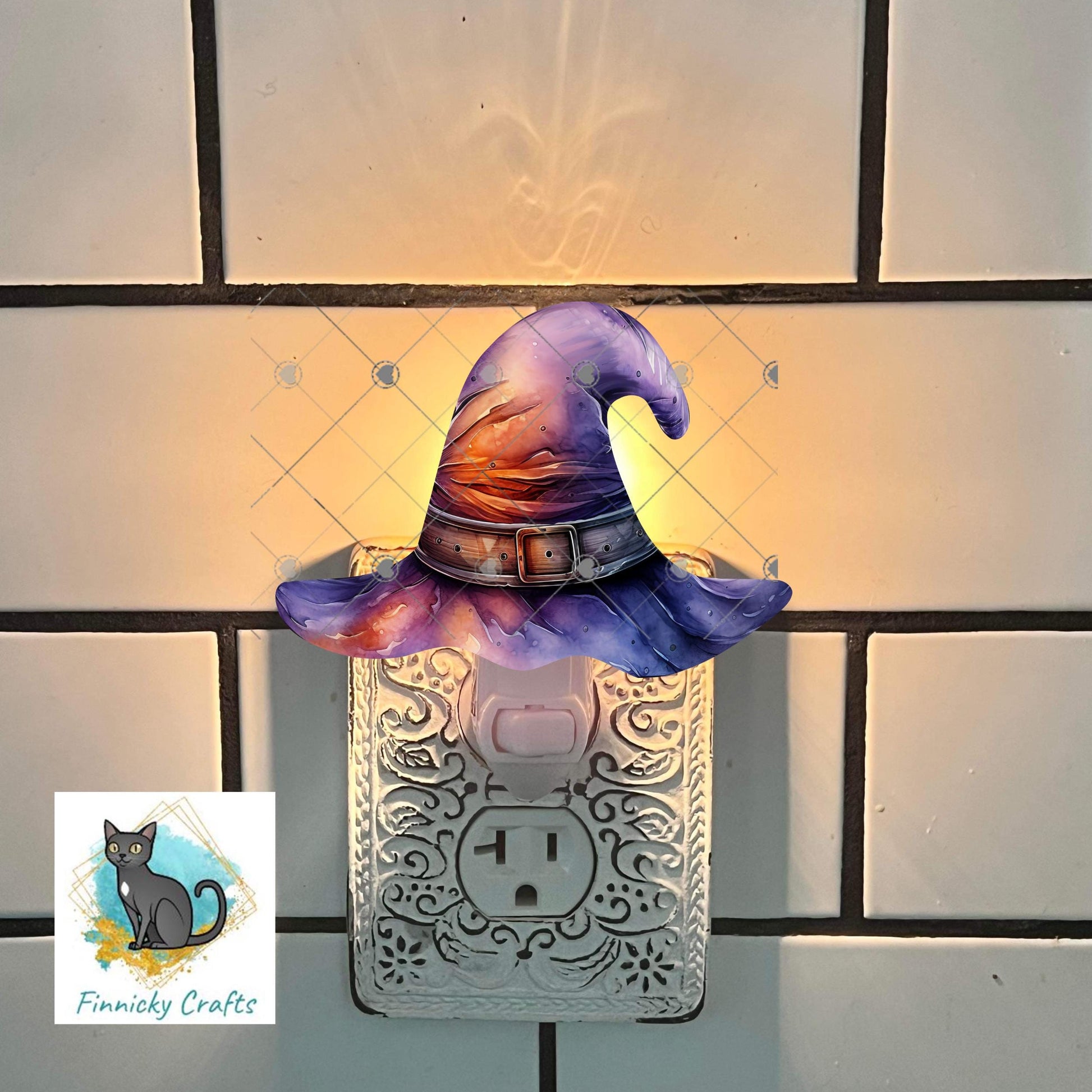 Halloween Purple Witch’s Hat png - Sublimation Designs Wall Hanger - Earrings Png, sign, Night Light, Decor