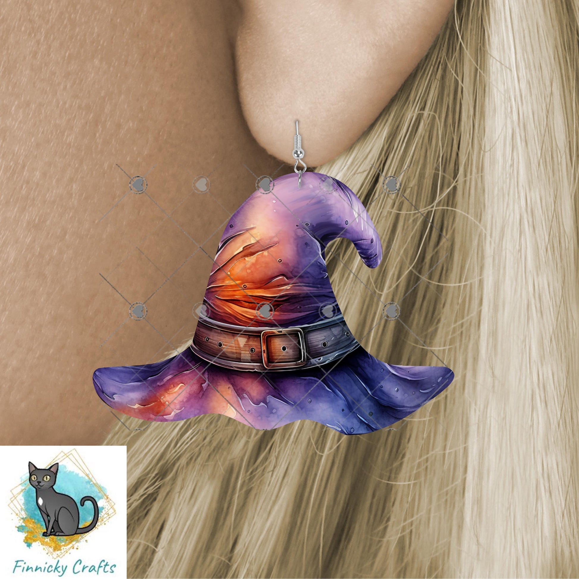 Halloween Purple Witch’s Hat png - Sublimation Designs Wall Hanger - Earrings Png, sign, Night Light, Decor