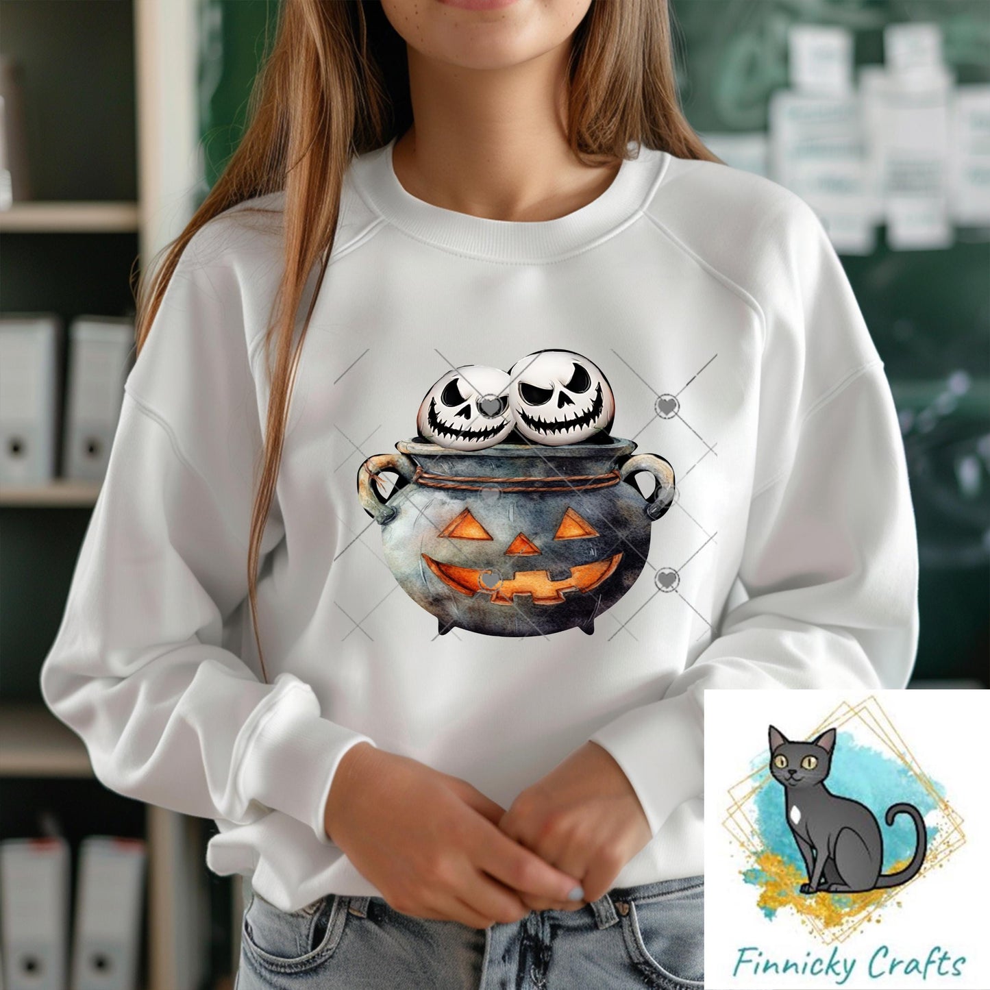 Witch's Cauldron - Skulls - Sublimation Designs Wall Door Hanger, Earrings, Decor, Sign, DTF
