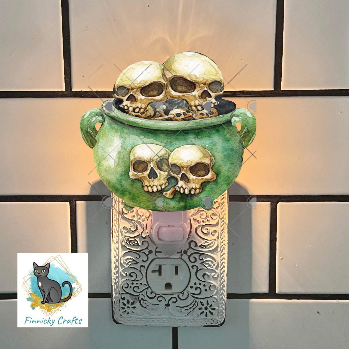 Witch's Cauldron - Skulls - Sublimation Designs Wall Door Hanger, Earrings, Decor, Sign, DTF
