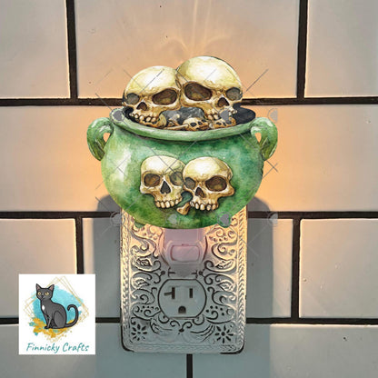 Witch's Cauldron - Skulls - Sublimation Designs Wall Door Hanger, Earrings, Decor, Sign, DTF