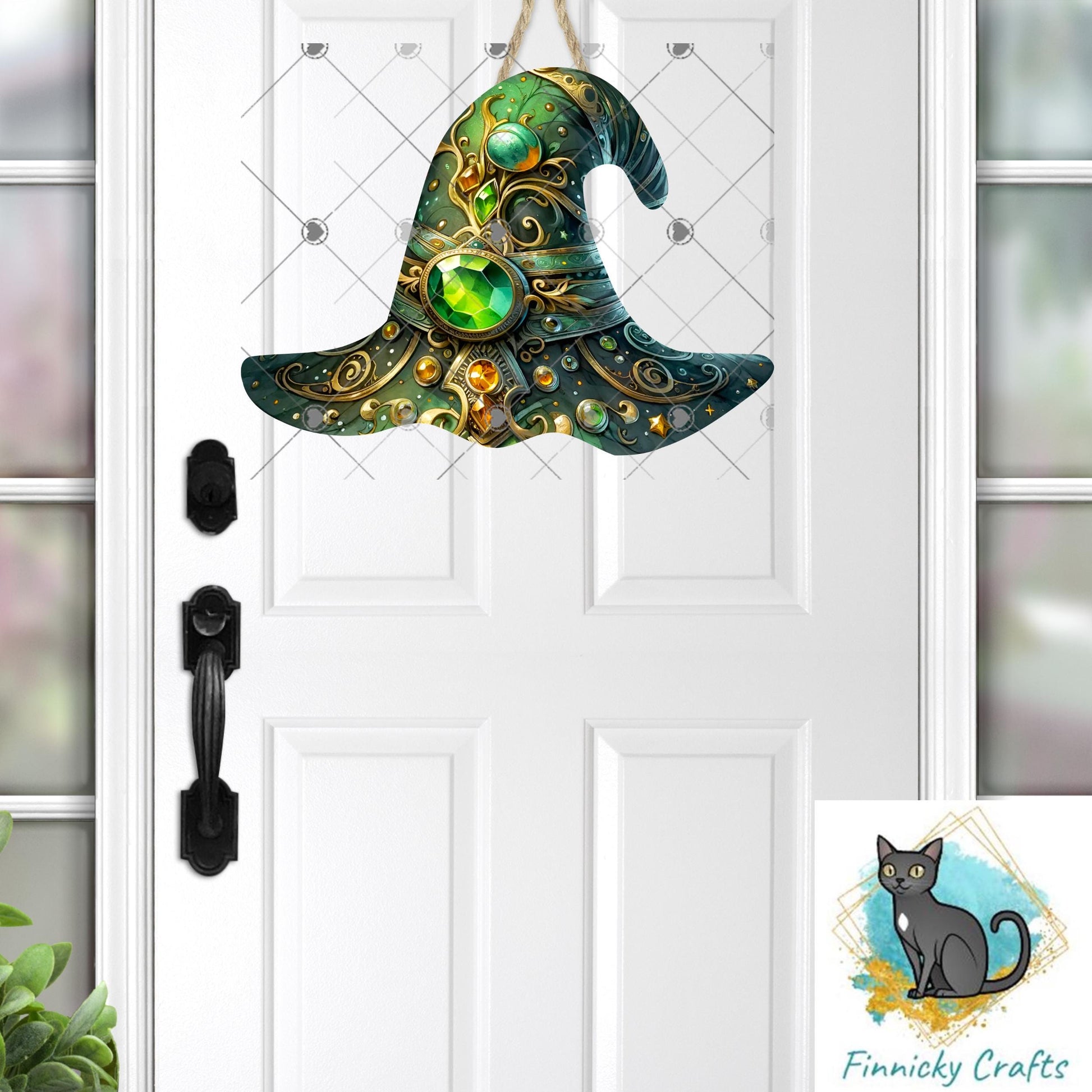 Halloween Green Witch’s Hat png - Sublimation Designs Wall Hanger - Earrings Png, sign, Night Light, Decor