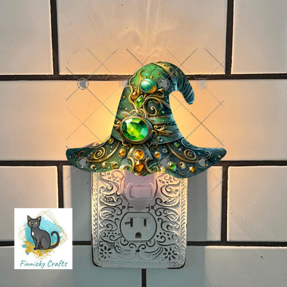 Halloween Green Witch’s Hat png - Sublimation Designs Wall Hanger - Earrings Png, sign, Night Light, Decor