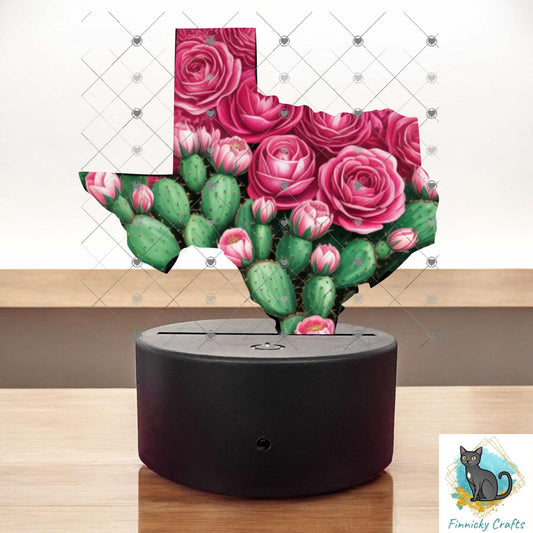Texas Cactus png - Sublimation Designs - Acrylic Light Base - Decor - Night Light - Gift