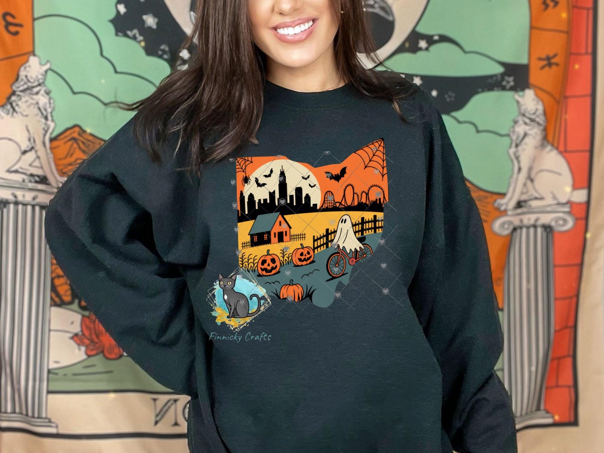 Ohio State Shape, Halloween, Sublimation, PNG, Digital Download, Door Hanger, Ornament, Earrings, T-shirt
