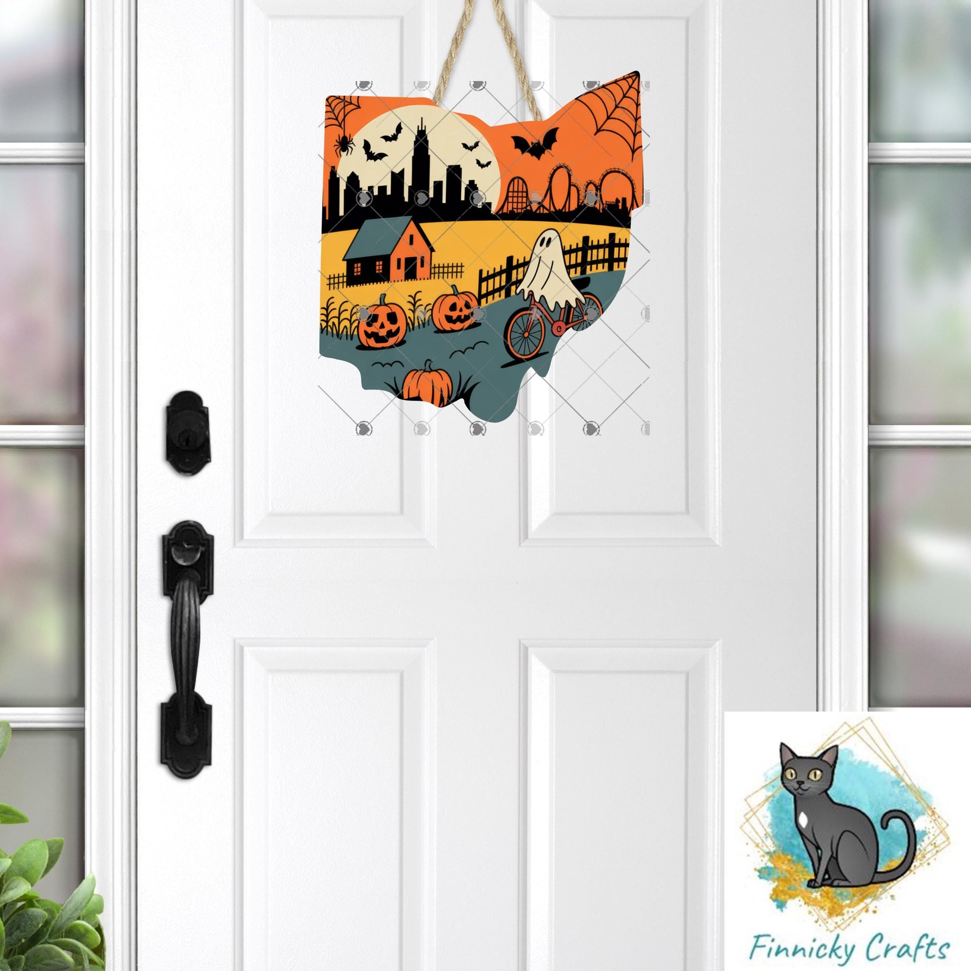 Ohio State Shape, Halloween, Sublimation, PNG, Digital Download, Door Hanger, Ornament, Earrings, T-shirt