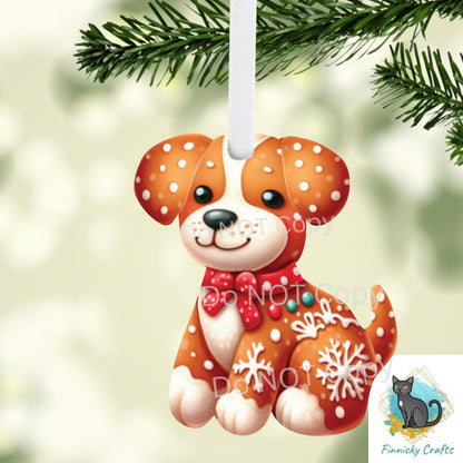 Gingerbread Dog, Digital, PNG, Design, Download, Door Hanger, Ornament, Earrings, Night Light, DTF