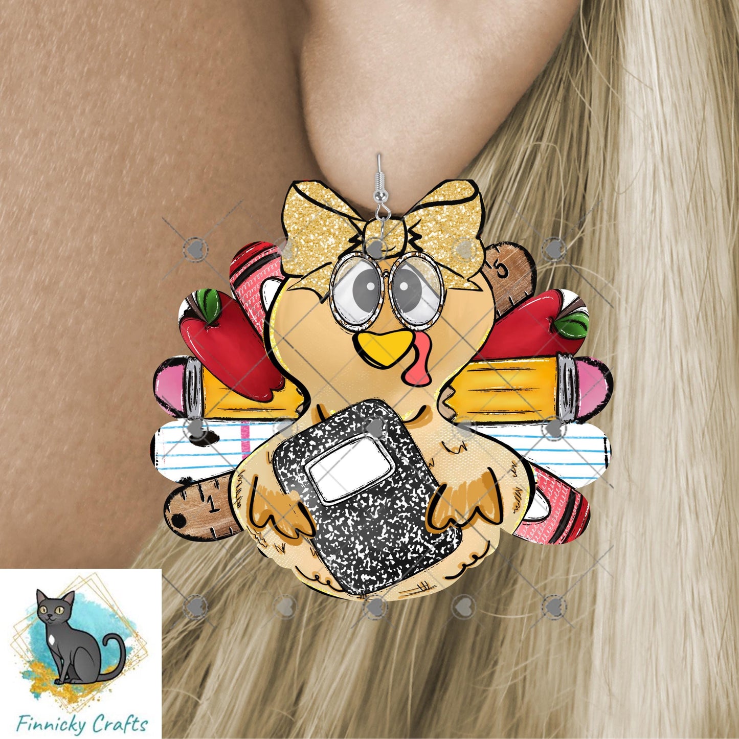 Turkey with bow bundle, Design, Digital, Download, Sublimation, Door Hanger, Tiered Tray, Decoration, Earrings, football, teacher