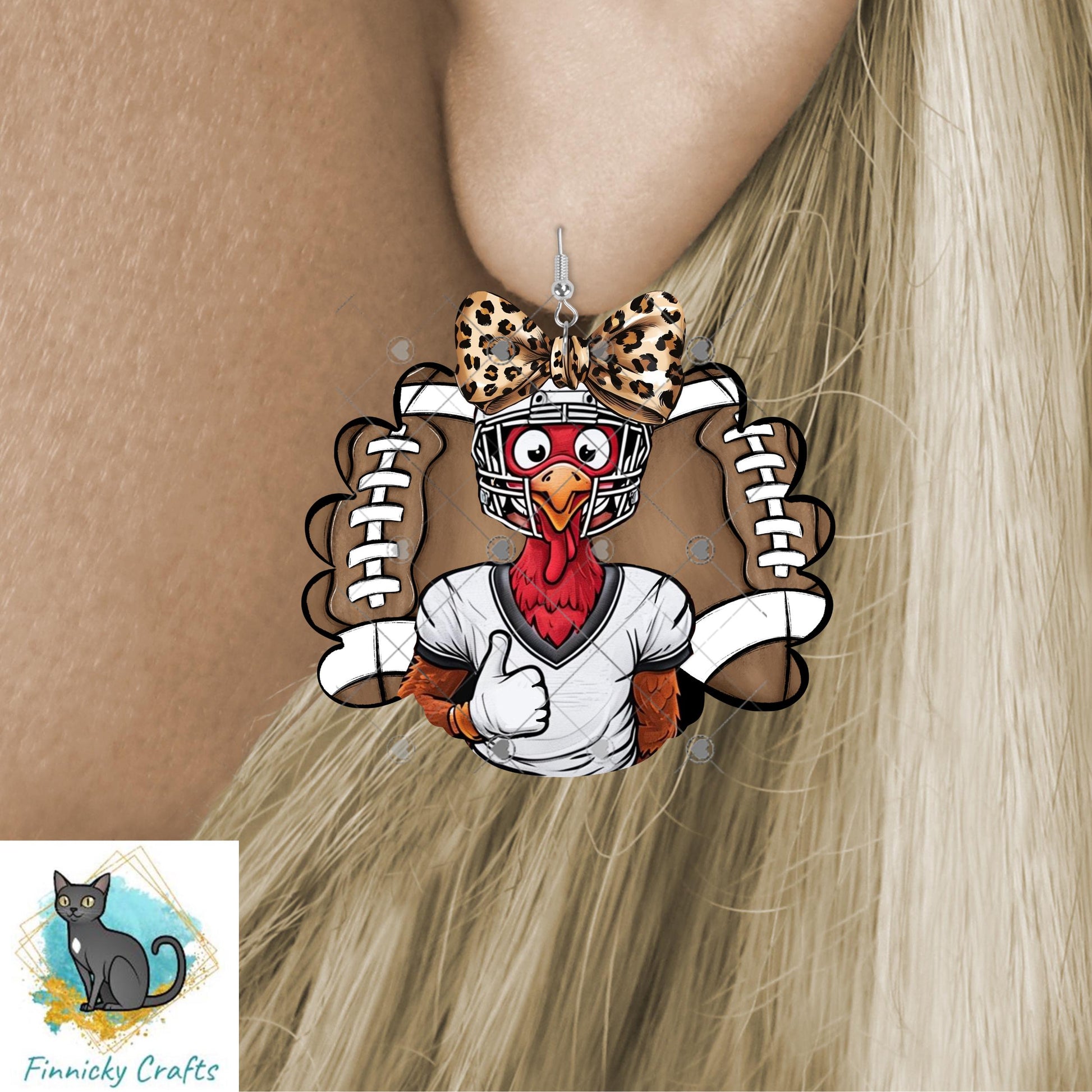Turkey with bow bundle, Design, Digital, Download, Sublimation, Door Hanger, Tiered Tray, Decoration, Earrings, football, teacher