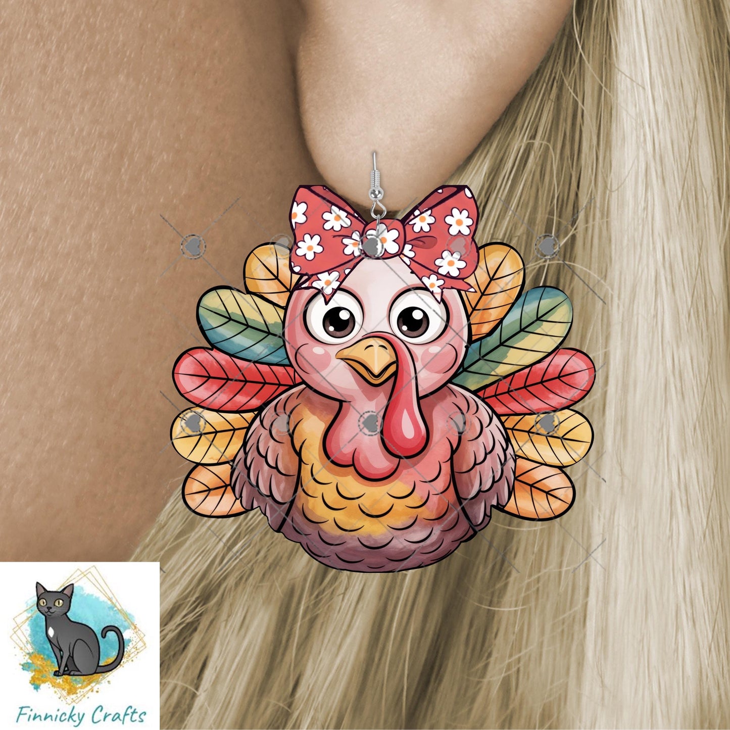 Turkey with bow bundle, Design, Digital, Download, Sublimation, Door Hanger, Tiered Tray, Decoration, Earrings, football, teacher