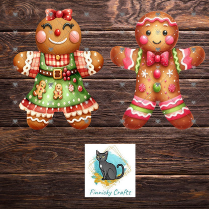 Gingerbread Couple, Gingerbread Man, Gingerbread Girl Digital, PNG, Design, Download, Ornaments, Earrings, Signs