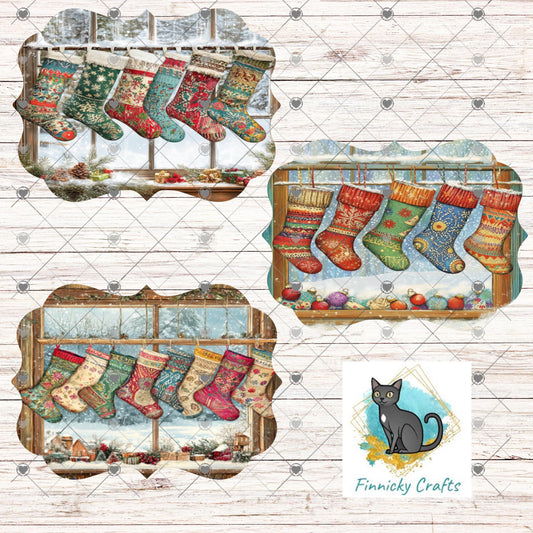 Christmas Stockings, Benelux Shape PNG, Digital Download for Sublimation, Door Sign, Earrings, Ornament, Badge Reel, Keyring, Night Light