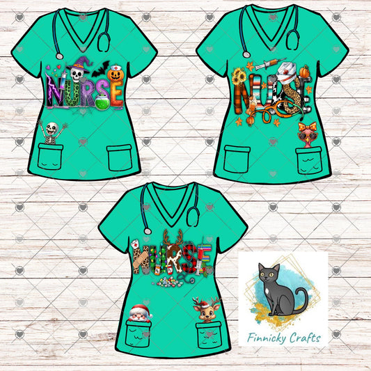 Bundle Nurse Scrubs Earrings, Decor, Badge Reel, Key Ring Sublimation, Digital Design, Download