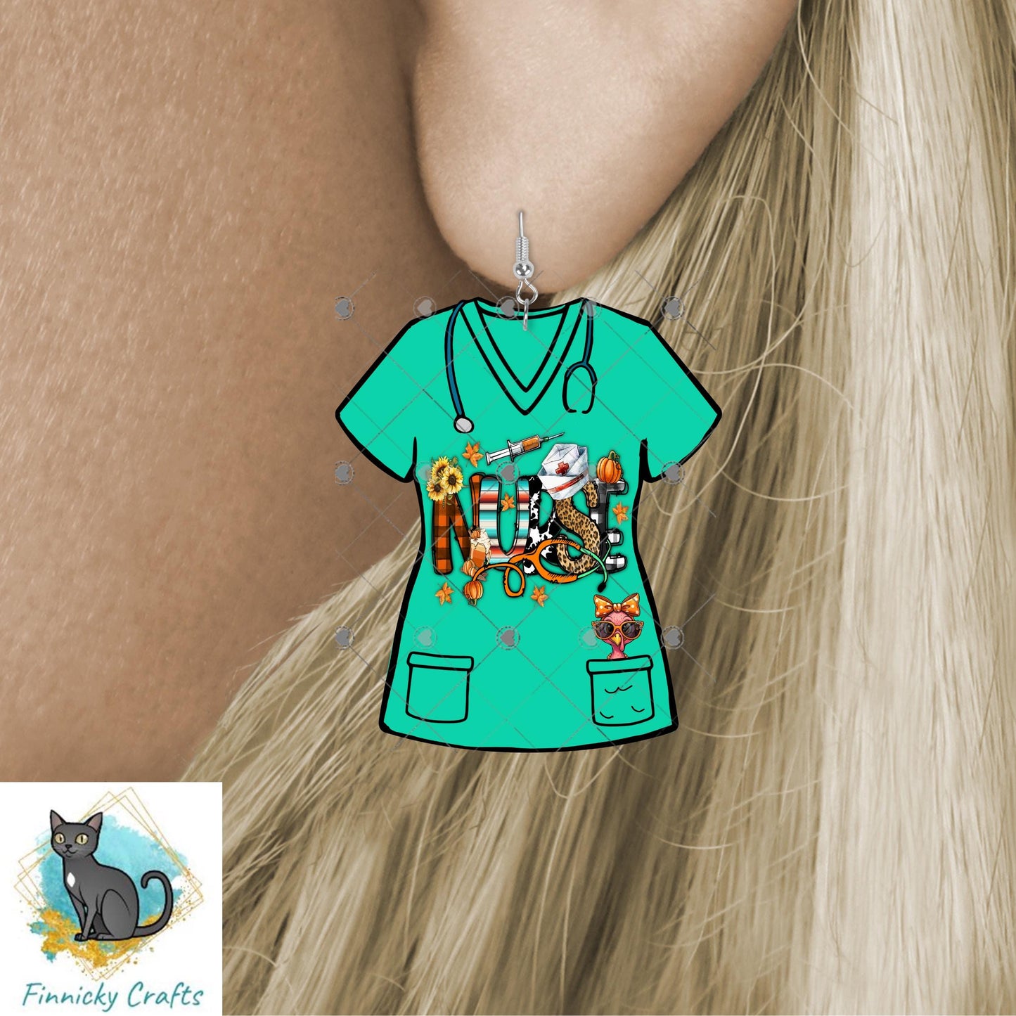 Bundle Nurse Scrubs Earrings, Decor, Badge Reel, Key Ring Sublimation, Digital Design, Download
