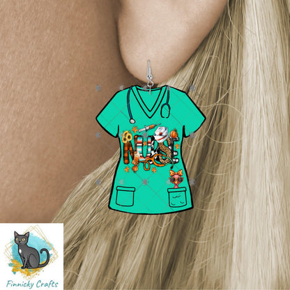 Bundle Nurse Scrubs Earrings, Decor, Badge Reel, Key Ring Sublimation, Digital Design, Download