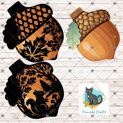 Fall, Acorn, DTF, Sublimation, Tiered Tray Decor, Digital, PNG, Design, Download, Door Hanger, earrings, Night Light