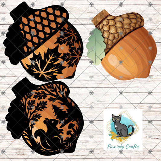 Fall, Acorn, DTF, Sublimation, Tiered Tray Decor, Digital, PNG, Design, Download, Door Hanger, earrings, Night Light
