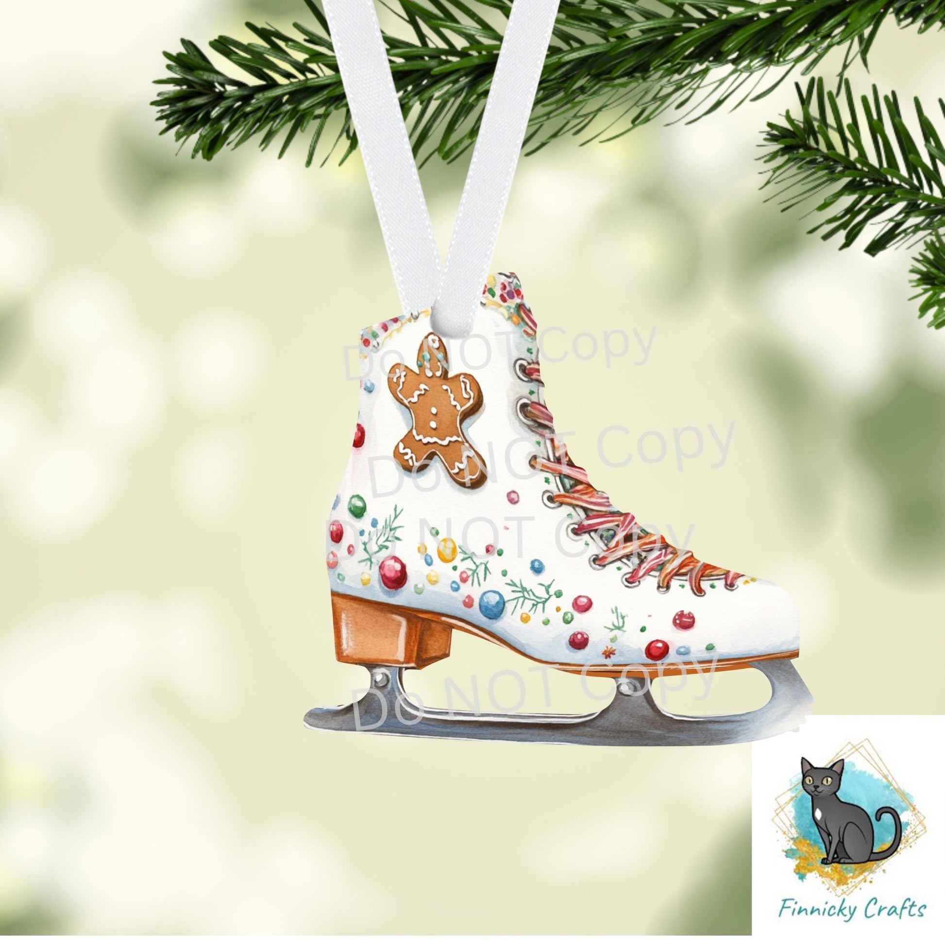 Ice Skate - Christmas Sublimation Design PNG Graphic Clip Art Digital, DTF, Earrings, Ornament, Night Light, Door Hanger
