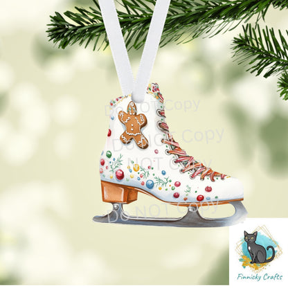 Ice Skate - Christmas Sublimation Design PNG Graphic Clip Art Digital, DTF, Earrings, Ornament, Night Light, Door Hanger