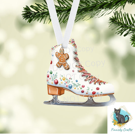 Ice Skate - Christmas Sublimation Design PNG Graphic Clip Art Digital, DTF, Earrings, Ornament, Night Light, Door Hanger