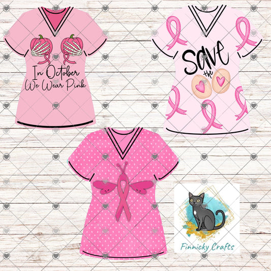Bundle Nurse Scrubs Earrings, Decor, Badge Reel, Key Ring Sublimation, Digital Design, Download, Breast Cancer Awareness