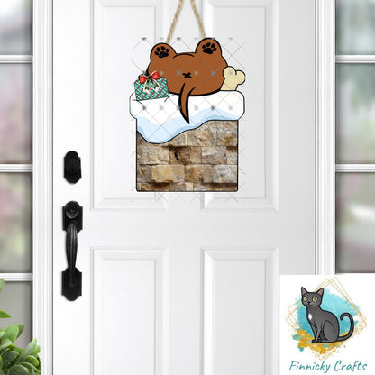 Cute dog in a chimney - Digital Design- Ornament, Shirt, Night Light - Acrylic or MDF