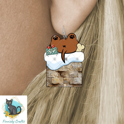 Cute dog in a chimney - Digital Design- Ornament, Shirt, Night Light - Acrylic or MDF