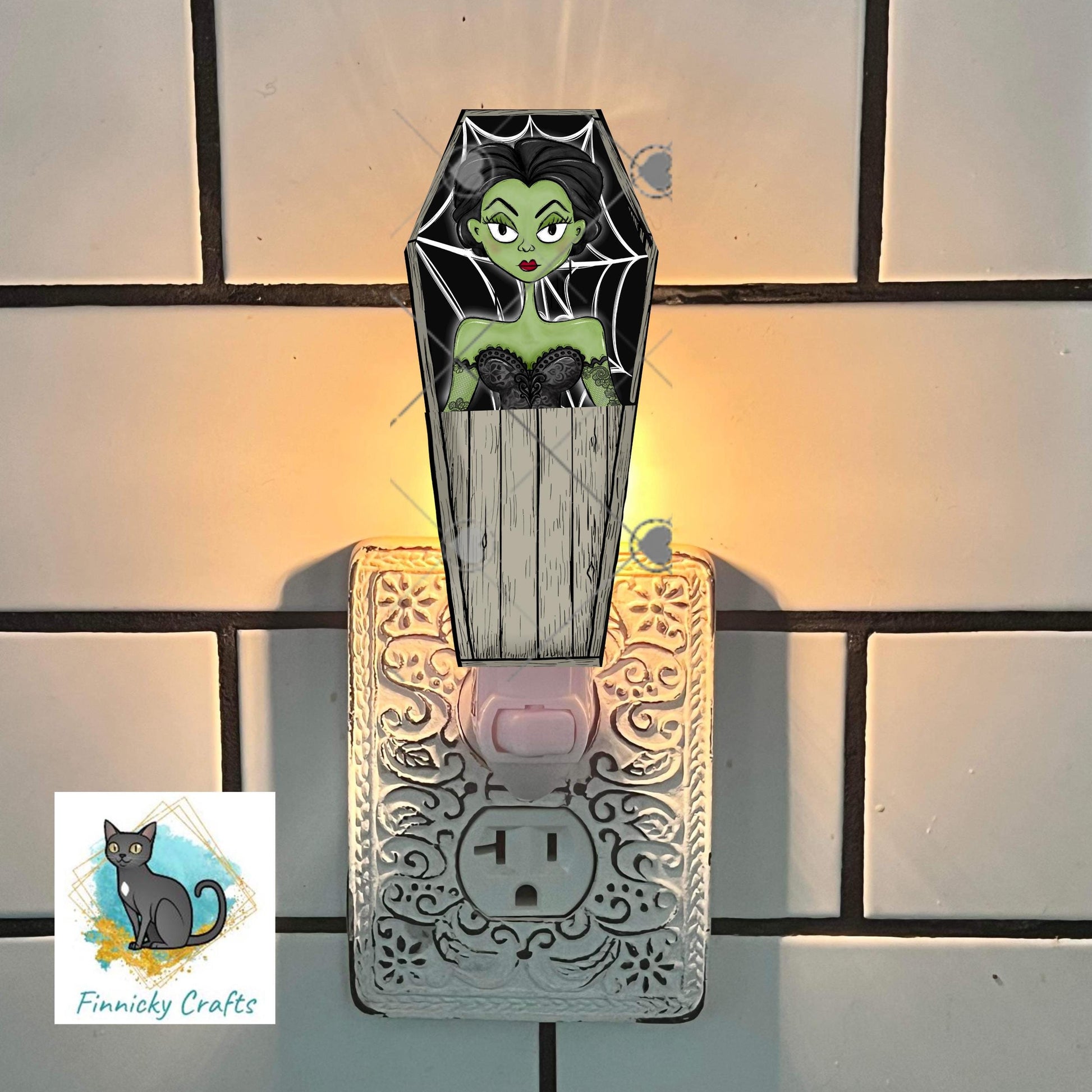 Halloween Sublimation Digital Design - Coffin, PNG, Bag charms, Night Light, earrings, sign, hair clip