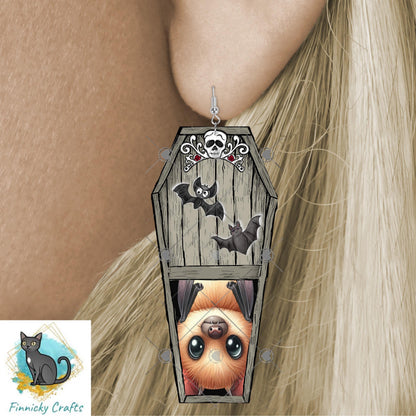Halloween Sublimation Digital Design - Coffin, PNG, Bag charms, Night Light, earrings, sign, hair clip