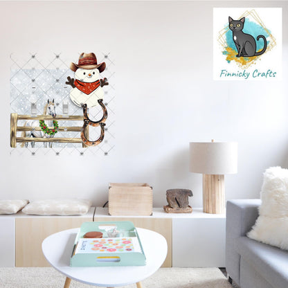 Cowboy Snowman- Double Light Switch - Sublimation Design, Decor, Winter, Christmas
