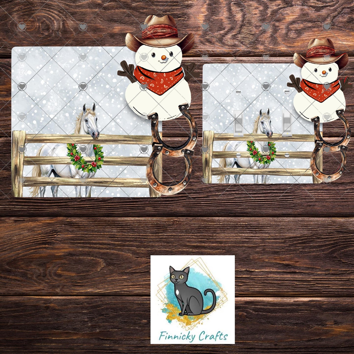 Cowboy Snowman- Double Light Switch - Sublimation Design, Decor, Winter, Christmas