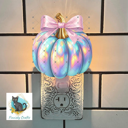 Iridescent Pumpkin with Bow, Sublimation, Digital, PNG Design, Download for Earrings, Necklace, Wall Decor, Door Hanger, Keychain